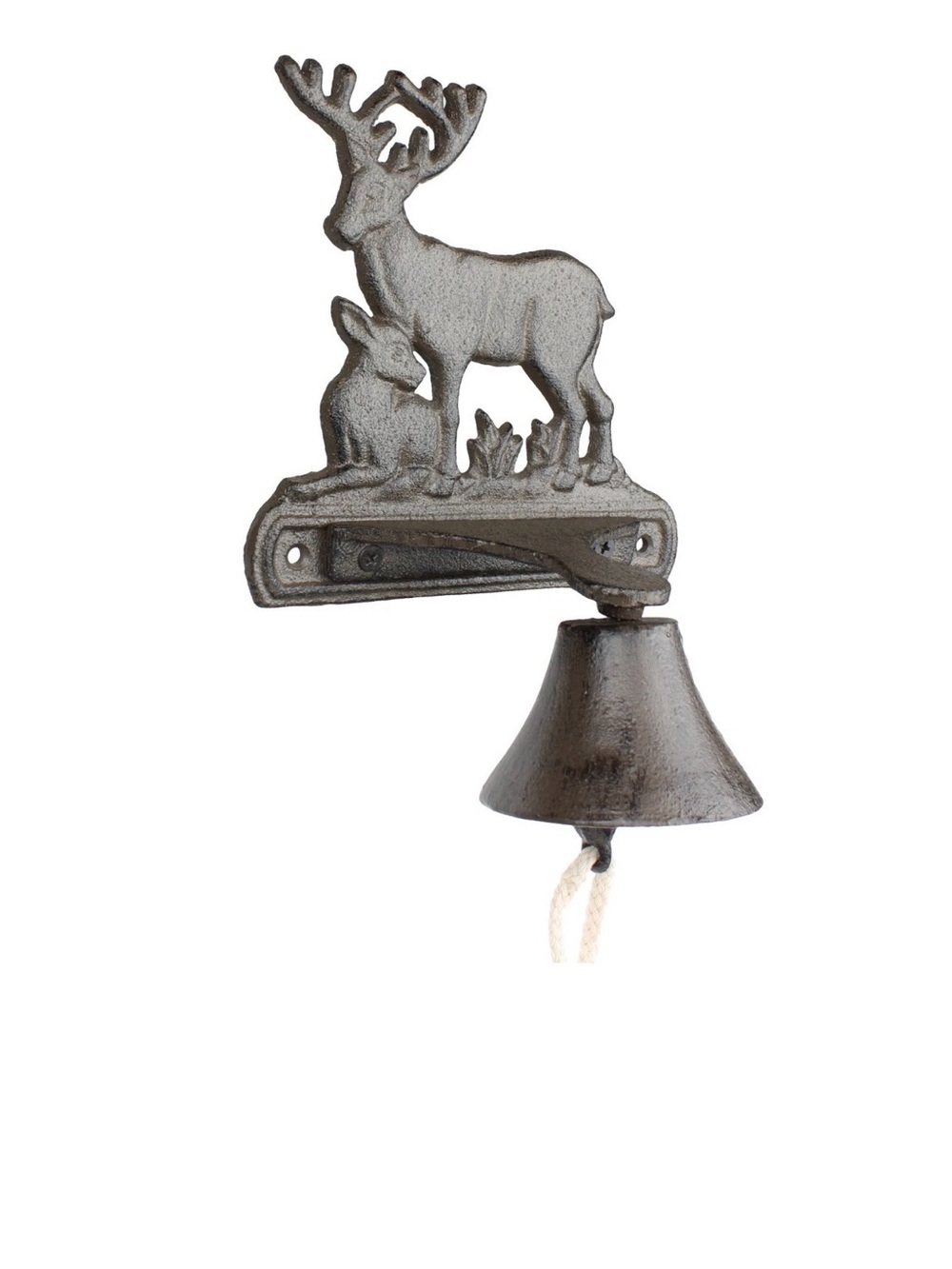 Rustic Cast Iron Deer Dinner Bell Wall Mounted Cabin Lodge Decor Antique Brown